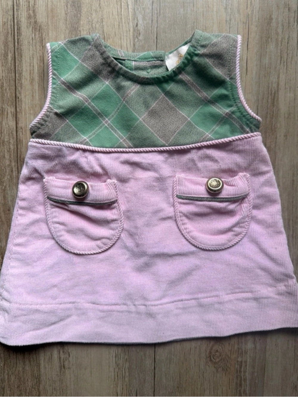 Kids Sleeveless Dress - Pink and Green